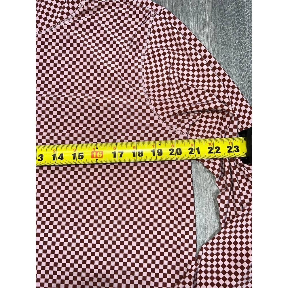 Levi’s Second Skin T-Shirt Checkered Mock Neck top Rosa 2X A003227 - Picture 4 of 8